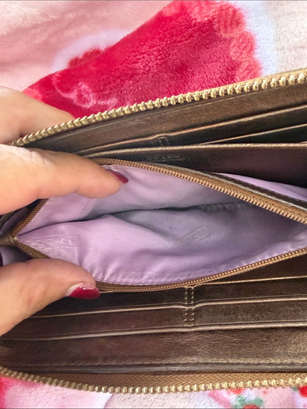Coach Brown Signature Zip Wallet - Picture 8 of 10